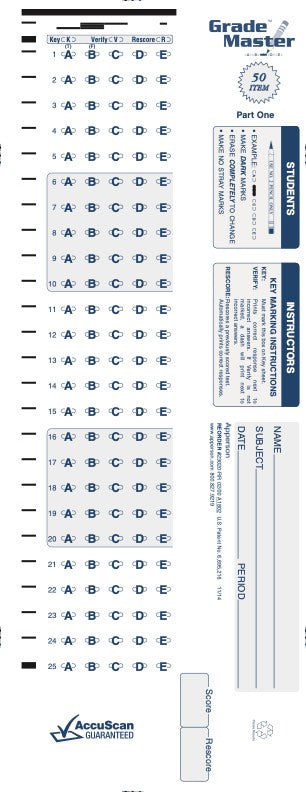 50Q DataLink 600 answer sheet (23020)