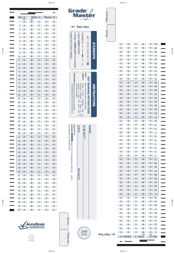 200Q DataLink 600 answer sheet (23030)