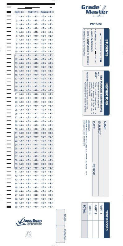 75Q DataLink 600 answer sheet (23070)