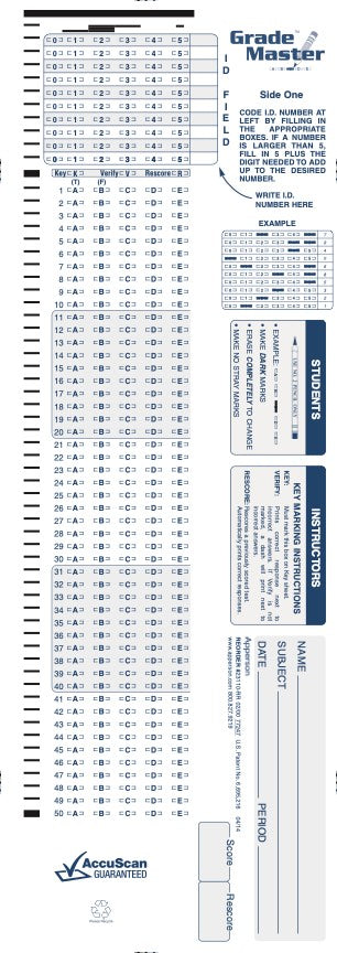 100Q GradeMaster 100 answer sheet (23110)