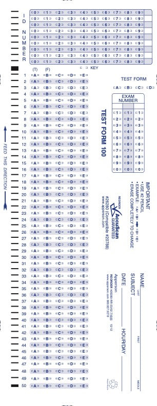 Apperson's parscore/parsurvey 100Q compatible form 20788 (26280)