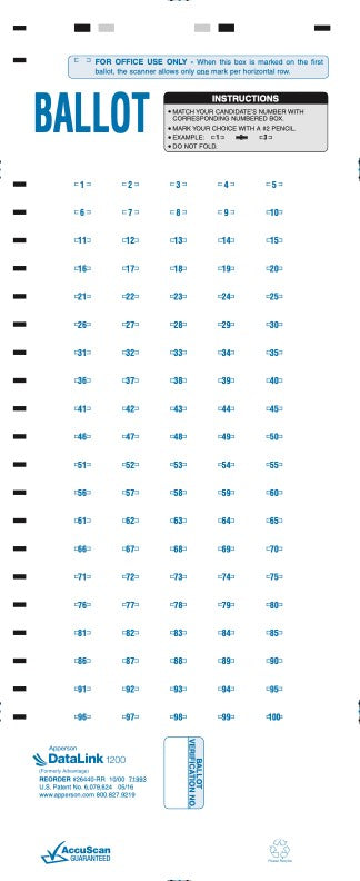 DataLink 1200 ballot sheet (26440)