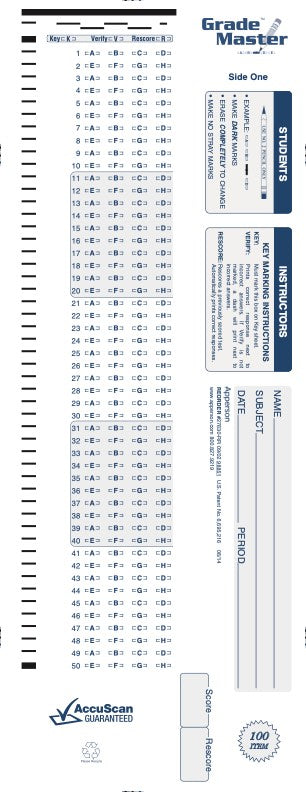 100Q DataLink 600 answer sheet (27630)