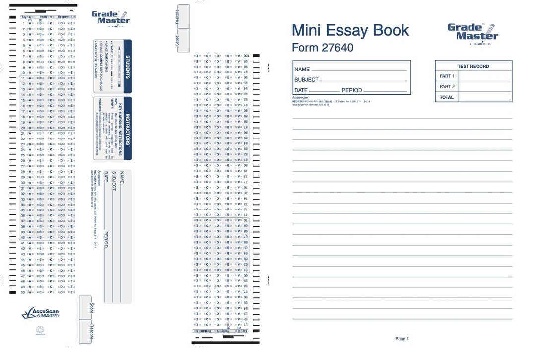 100Q DataLink 600 answer sheet (27640)