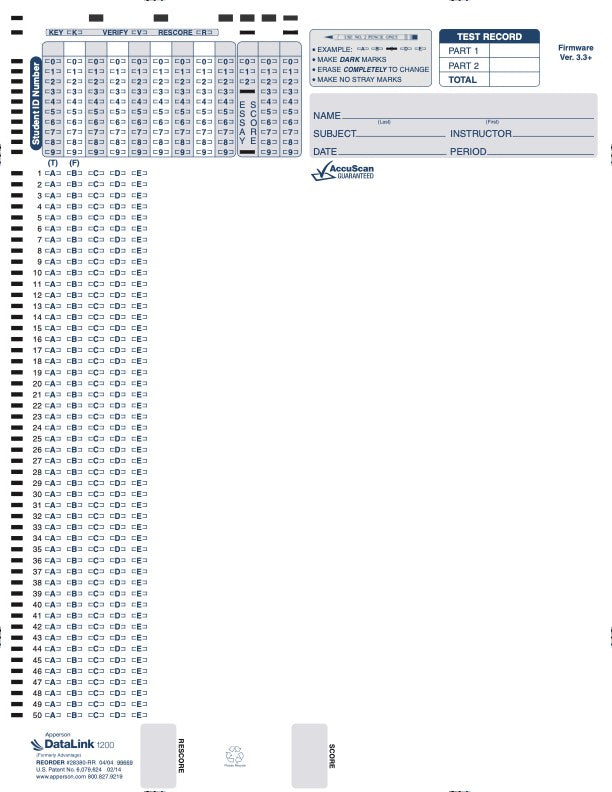 100Q DataLink 1200 test answer sheet (28380)