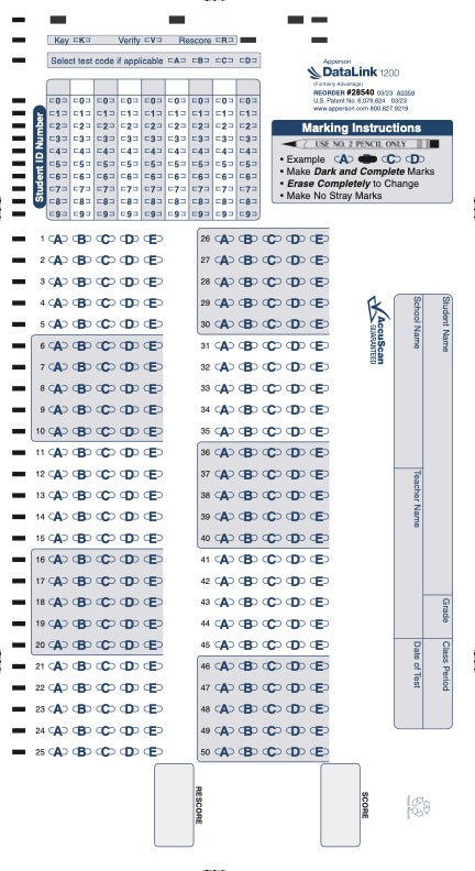 Simtics Answersheet Printable Answer Sheet 1 50